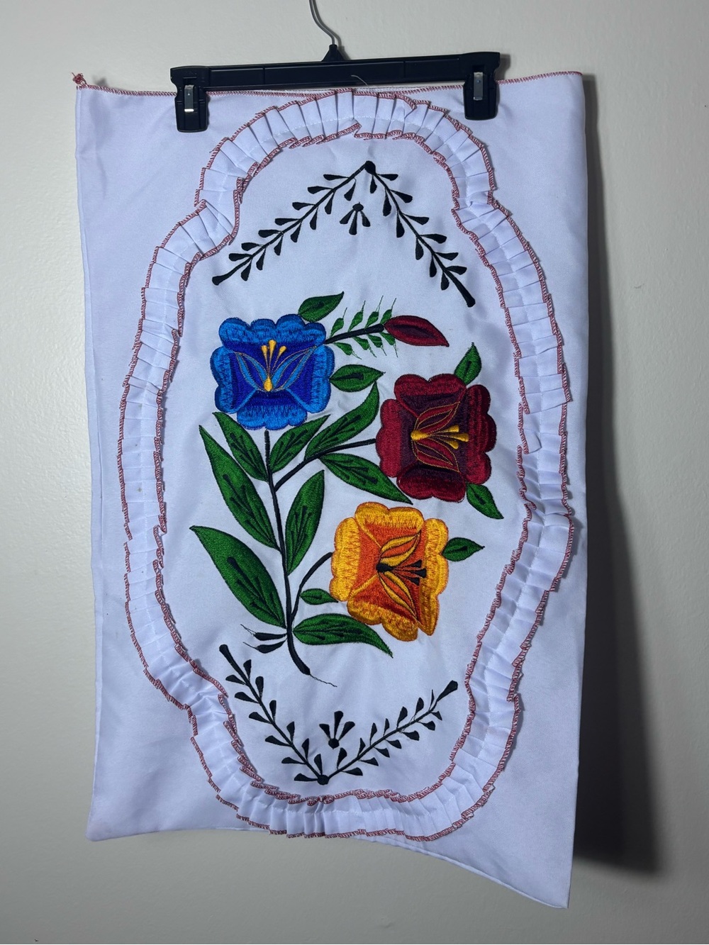 Handmade Vintage Embroidered Floral Cotton Pillowcase White Bedroom